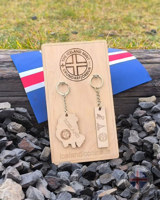 Icelandic wooden keychain