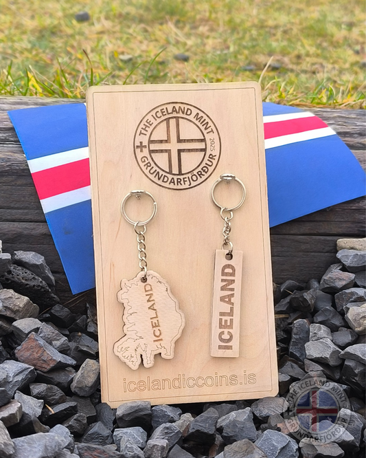 Icelandic wooden keychain