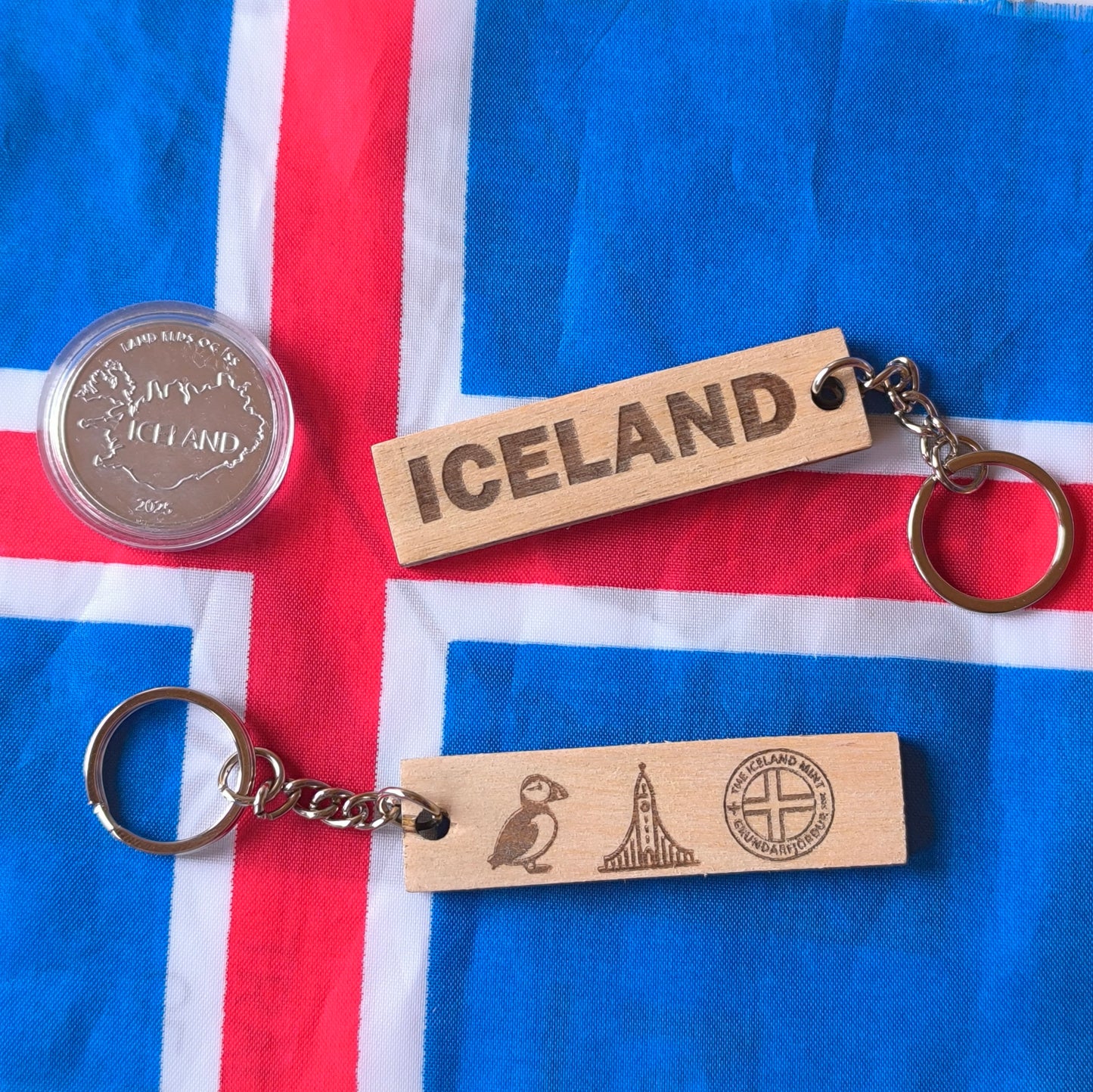 Icelandic wooden keychain