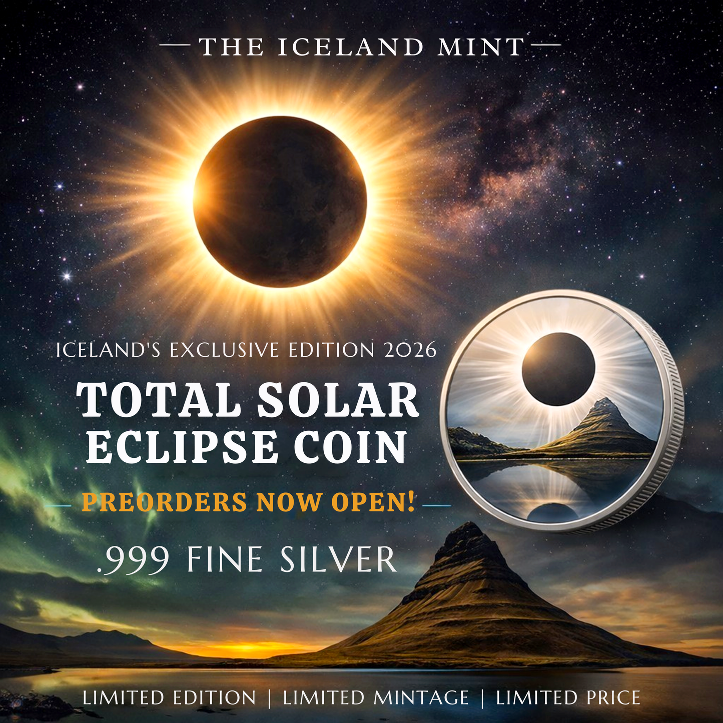Iceland Eclipse Silver Coin 2026